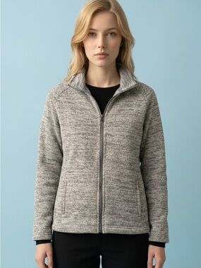 MEC Cottagecore Full-Zip Knit Sporty Gray Outdoor Leisure Jacket Coat-XL